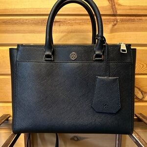 Tory Burch Black Leather Tote Bag